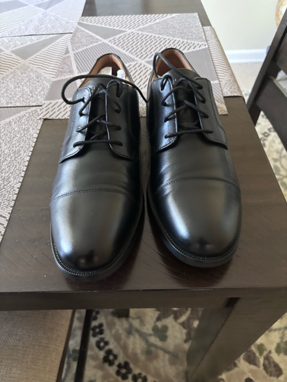 Cole Haan Black Cap-Toe Leather Derbys